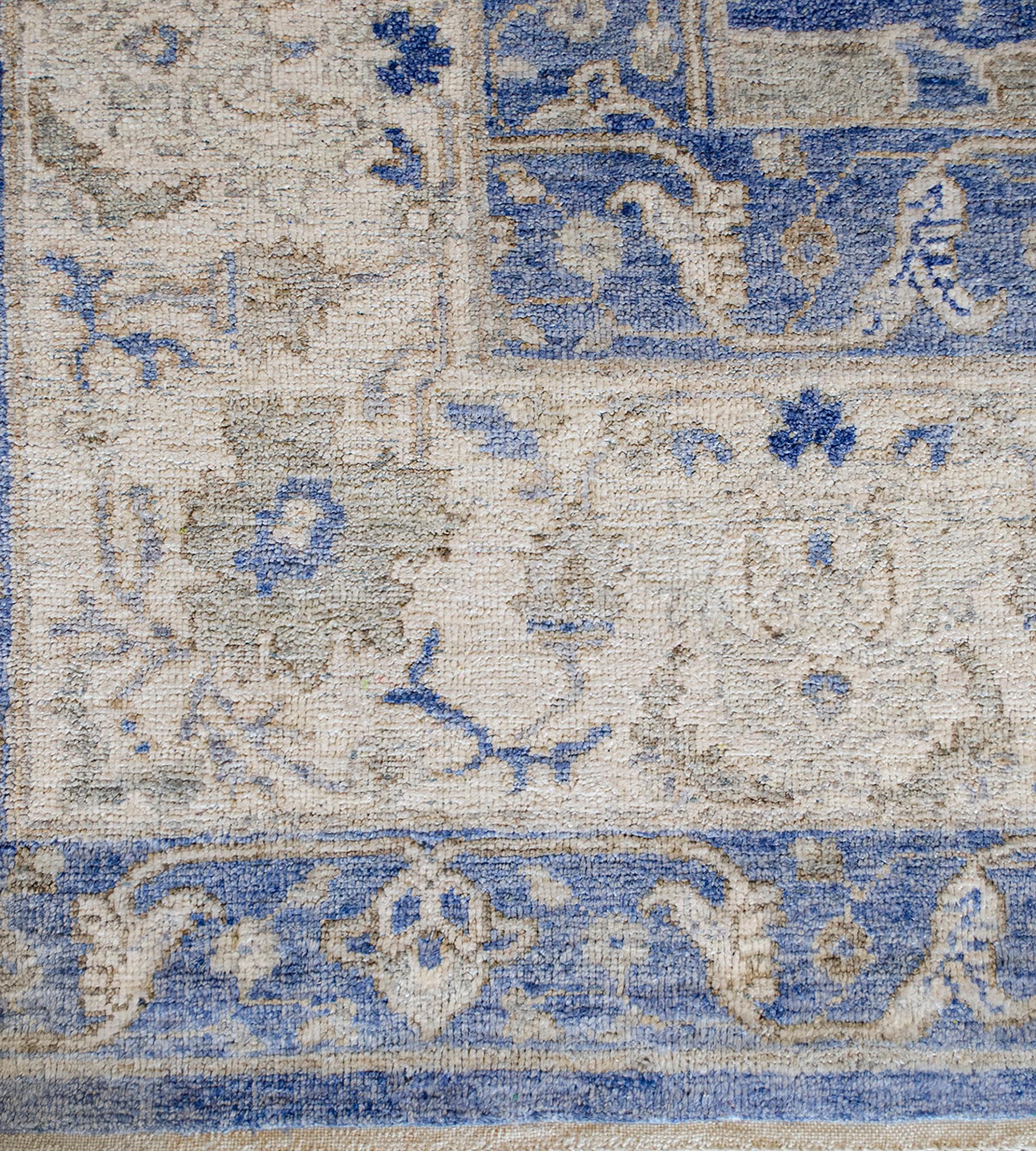 Antique Handwoven Blue Silk Tabriz Revival Rug In Good Condition For Sale In West Hollywood, CA