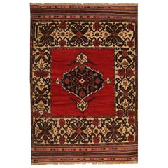 Tapis ancien tissé à la main en laine rouge afghane pour intérieur