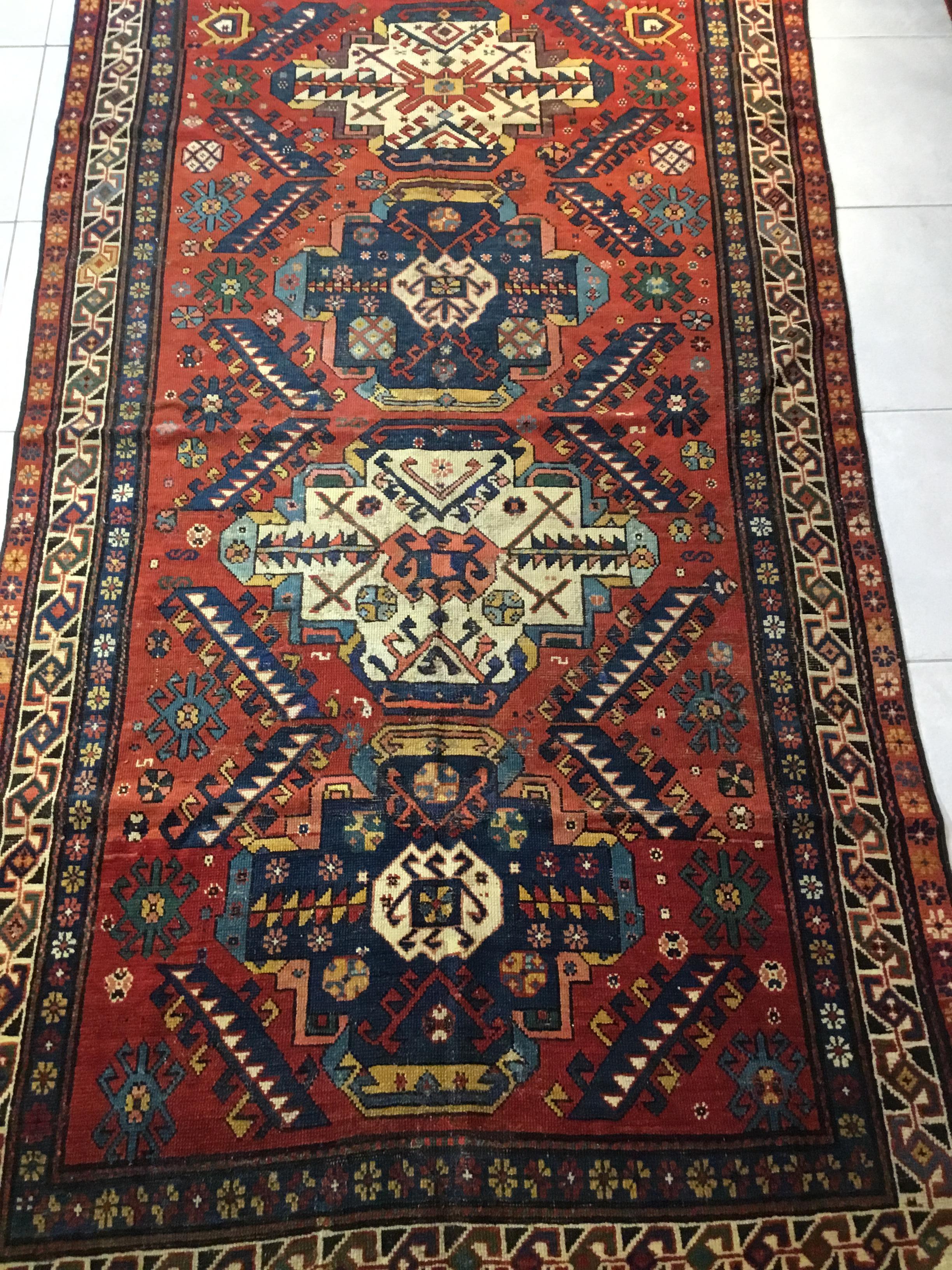 Antique Handwoven Caucasian Rug For Sale 13