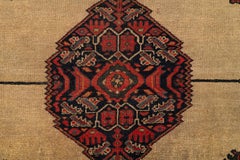 Antique Handwoven Malayer Wool Rug with Central Medallion and Geometric Border