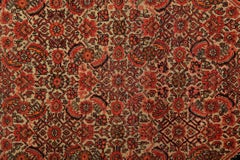 Antique Handwoven Oriental Wool Area Rug Rust Geometric Carpet