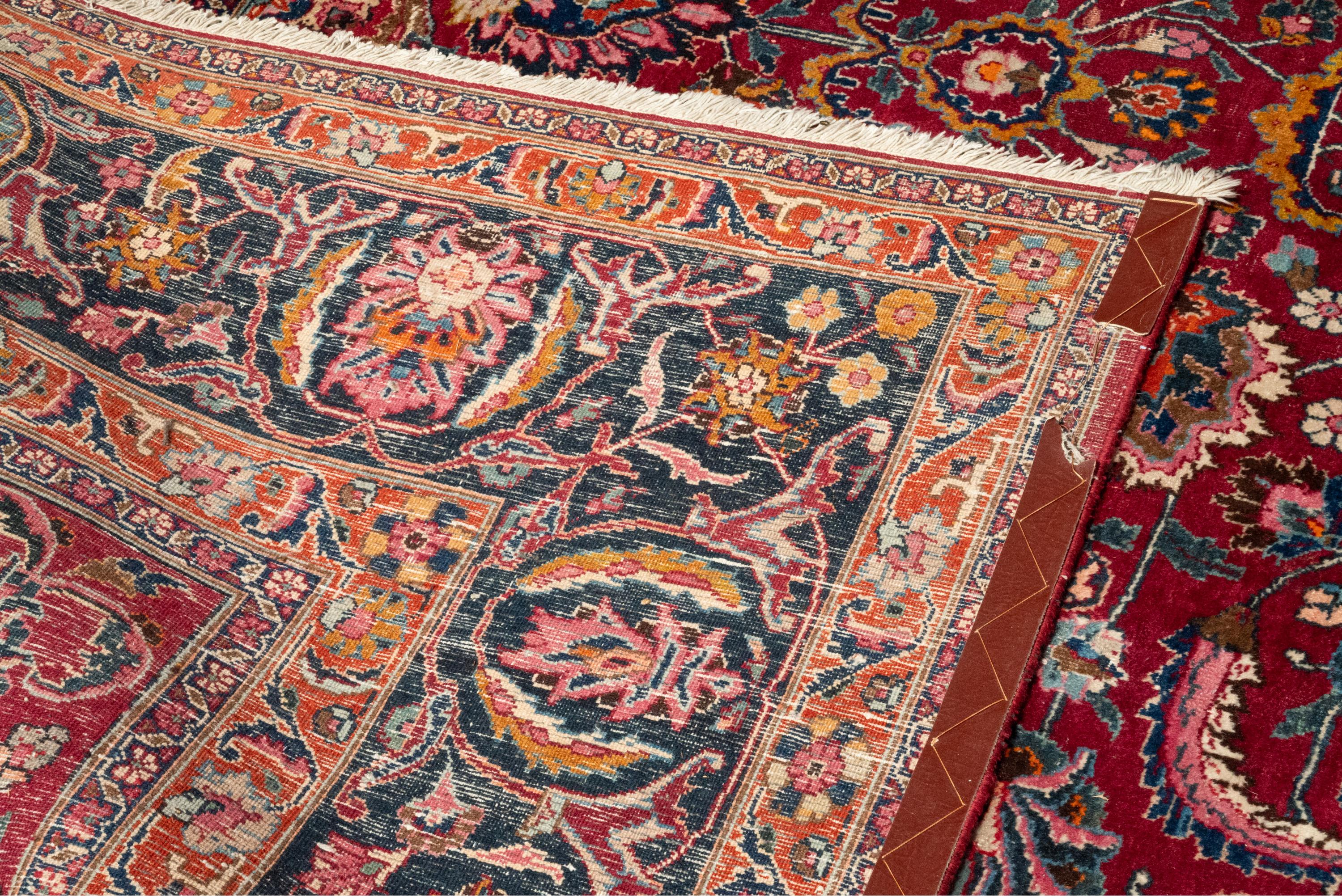 Alfombra antigua tejida a mano tamaño palacio Persa Kashan Alfombra oriental 16,25 x 10 pies 1
