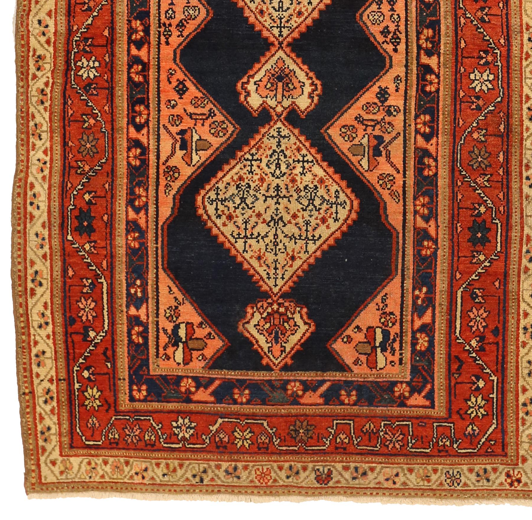 Hand-Woven Antique Handwoven Persian Area Rug Malayer Design For Sale