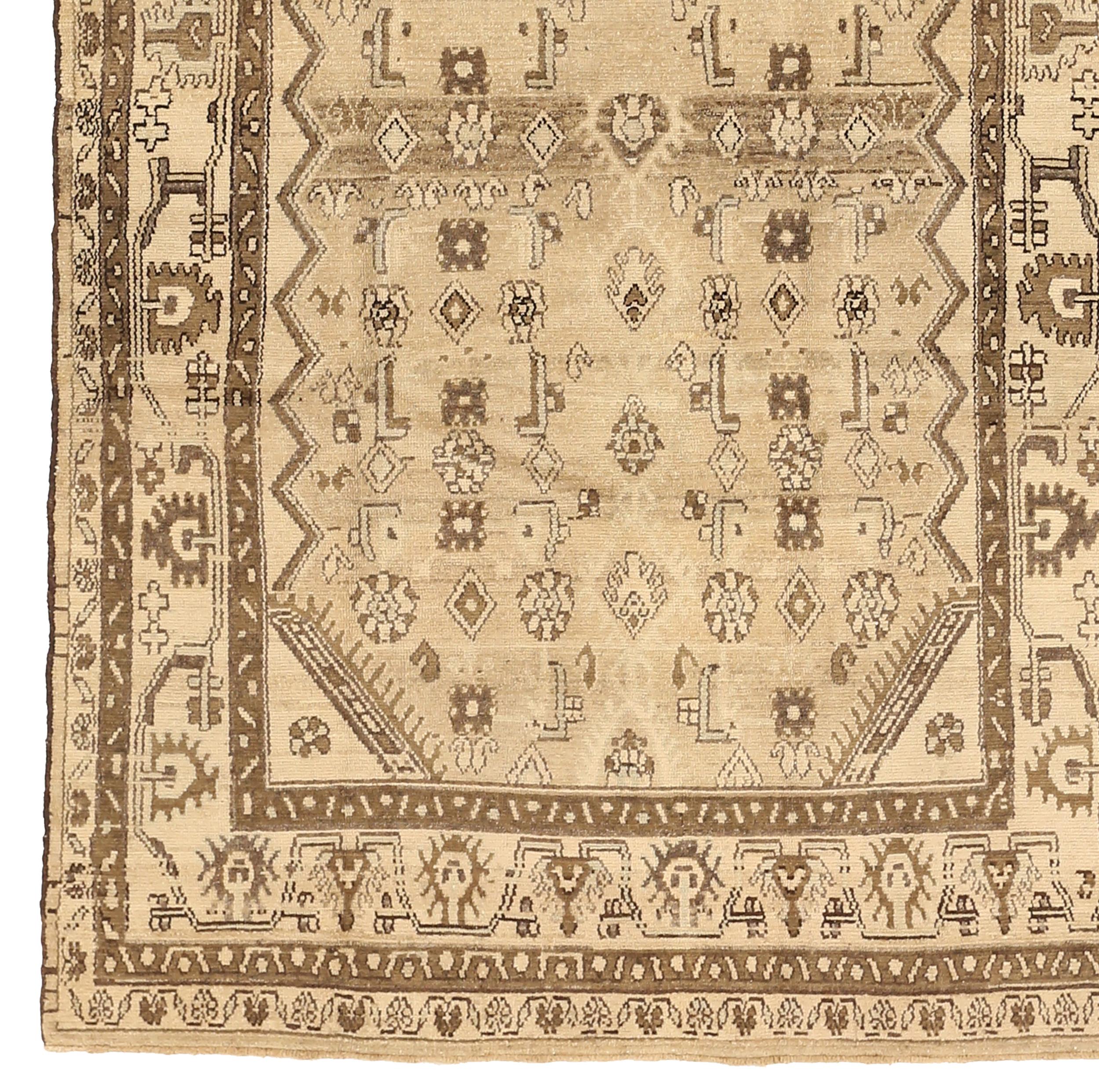 Hand-Woven Antique Handwoven Persian Area Rug Malayer Design For Sale