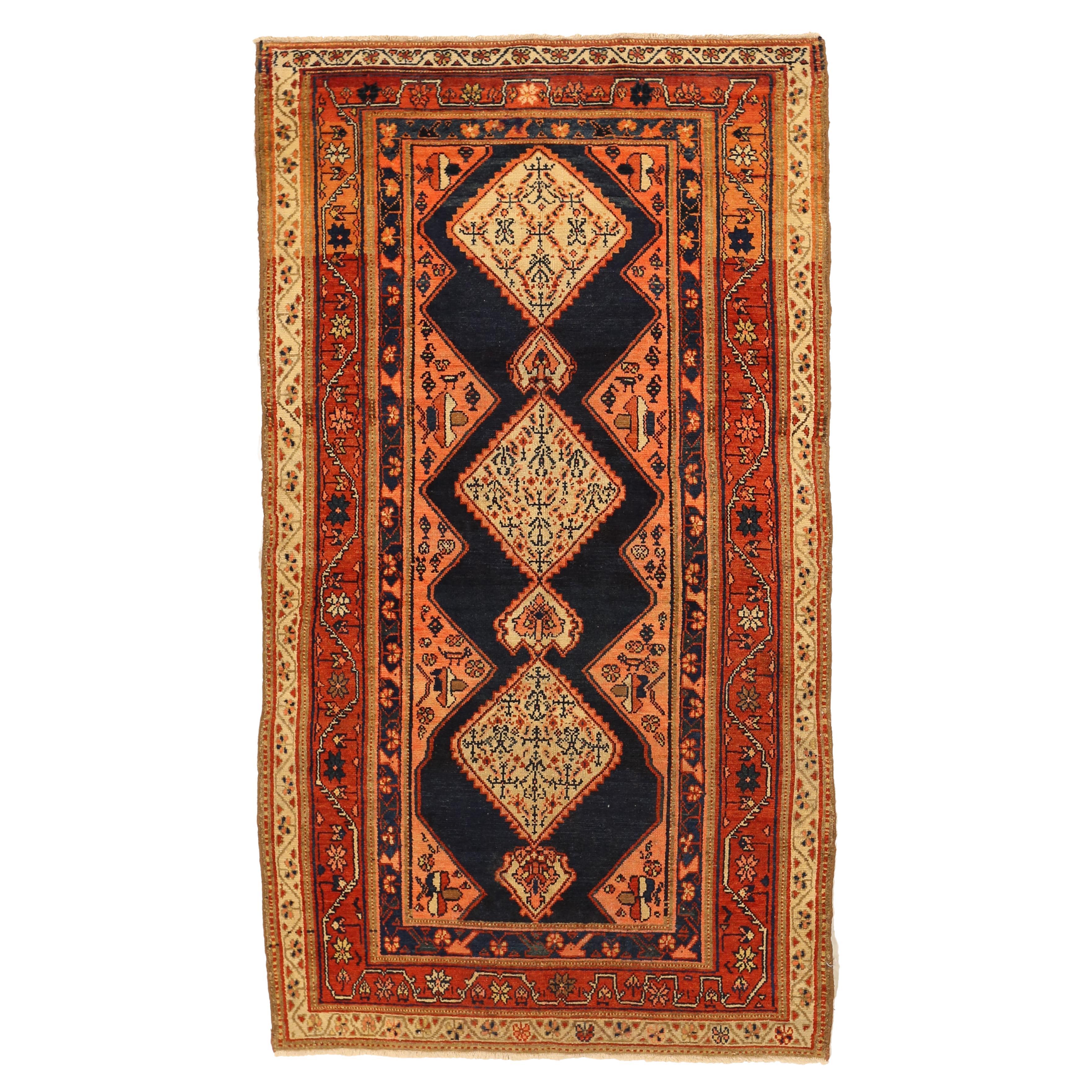 Antique Handwoven Persian Area Rug Malayer Design