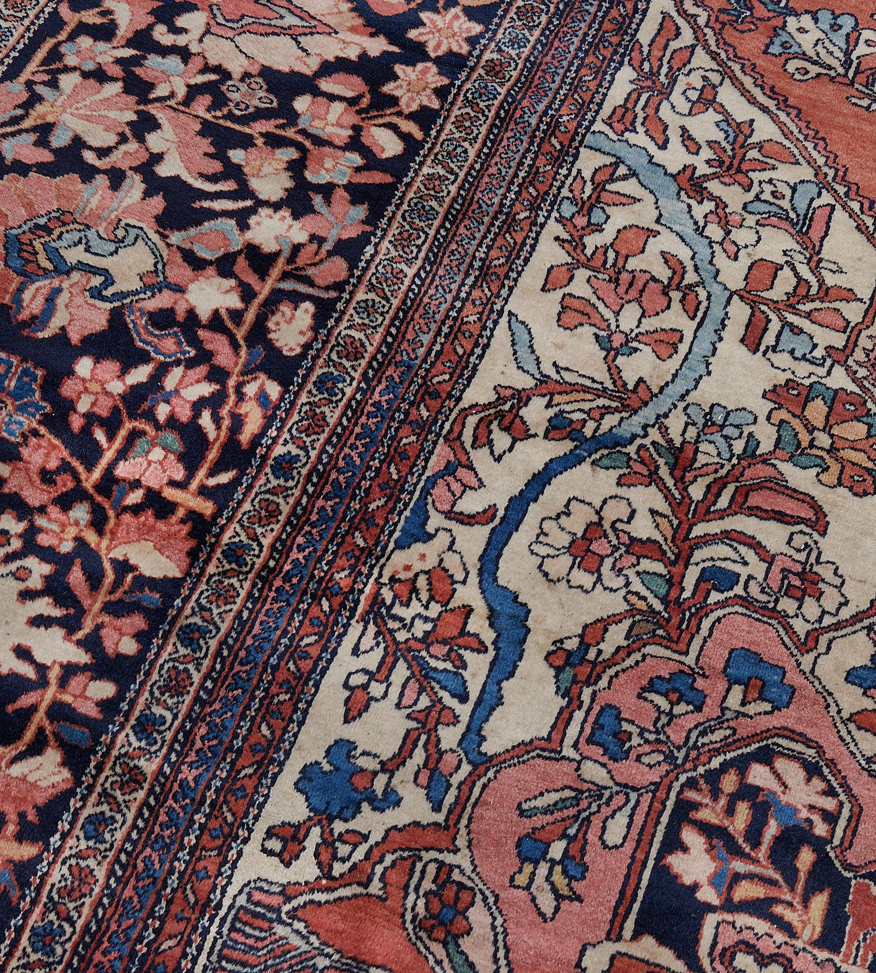 20th Century Antique Handwoven Persian Faraghan Rug in Perfect Condition For Sale