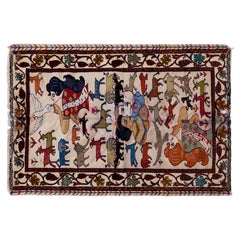 Vintage Handwoven Persian Rug with Female Figure (135 cm x 200 cm)
