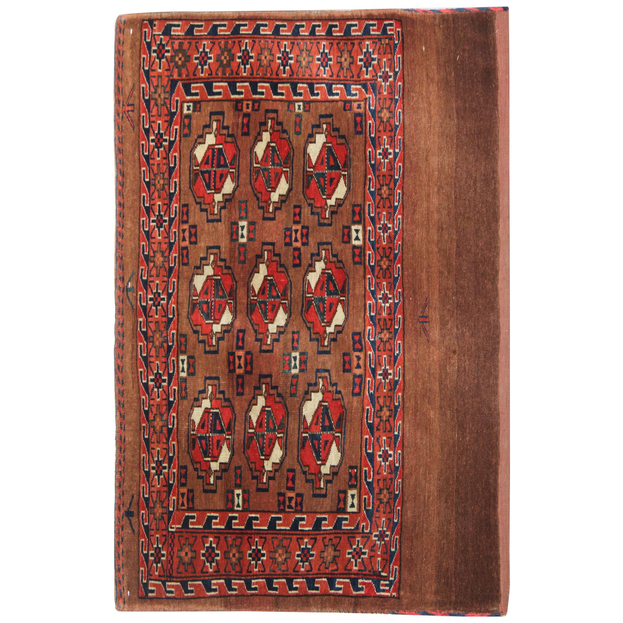 Antique Handwoven Red Wool Afghan Rug For Sale