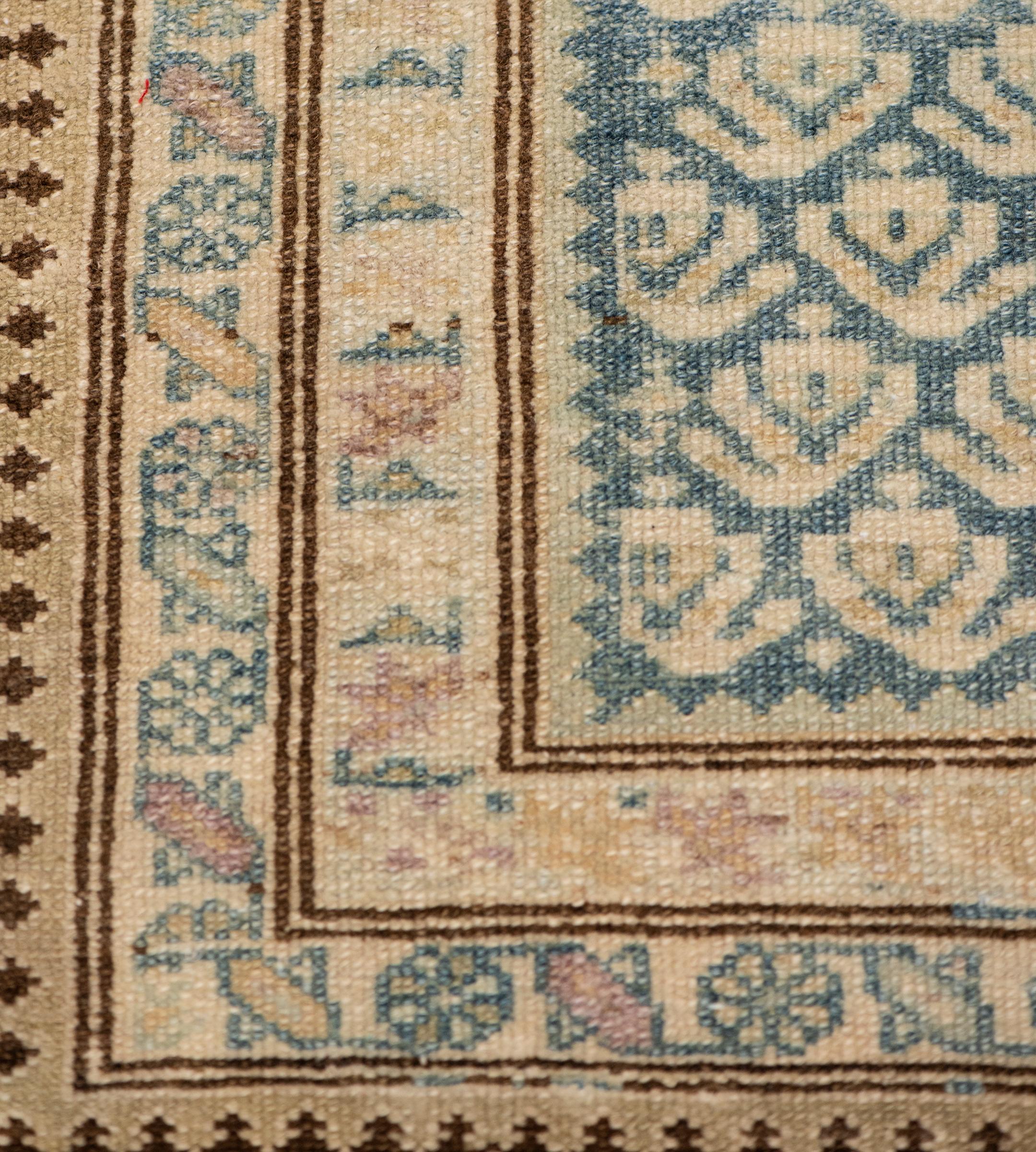 Antique Handwoven Sea-Blue Wool Boteh Persian Malayer Runner In Good Condition For Sale In West Hollywood, CA
