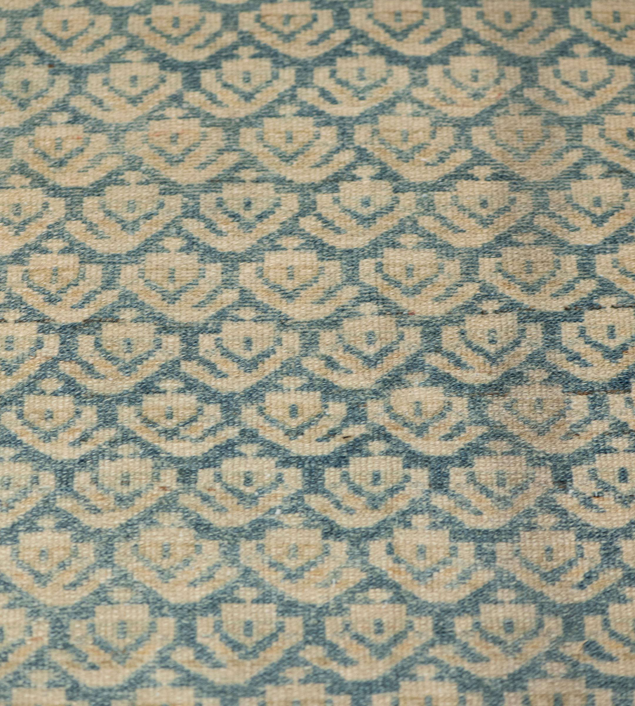 19th Century Antique Handwoven Sea-Blue Wool Boteh Persian Malayer Runner For Sale