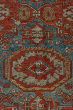 Antique Handwoven Sumak Rug soft rust field with medallion palmette lattice