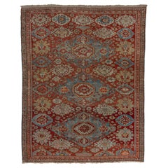 Antique Handwoven Sumak Rug soft rust field with medallion palmette lattice