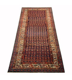 Antique Handwoven Traditional Wool Rug Rust Red Oriental Carpet