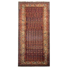 Antique Handwoven Traditional Wool Rug Rust Red Oriental Carpet
