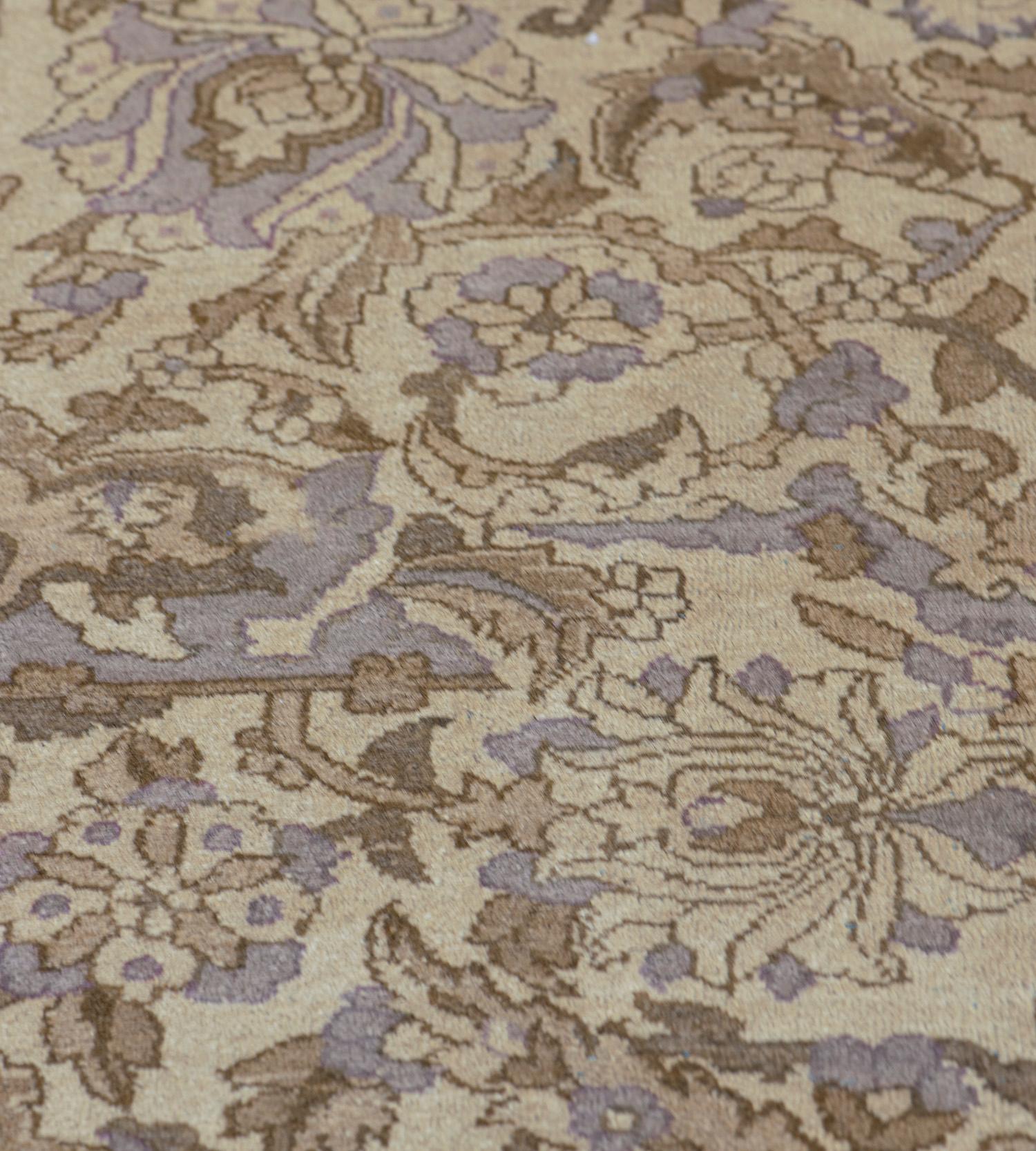 Antique Handwoven Wool Agra Rug In Good Condition For Sale In West Hollywood, CA
