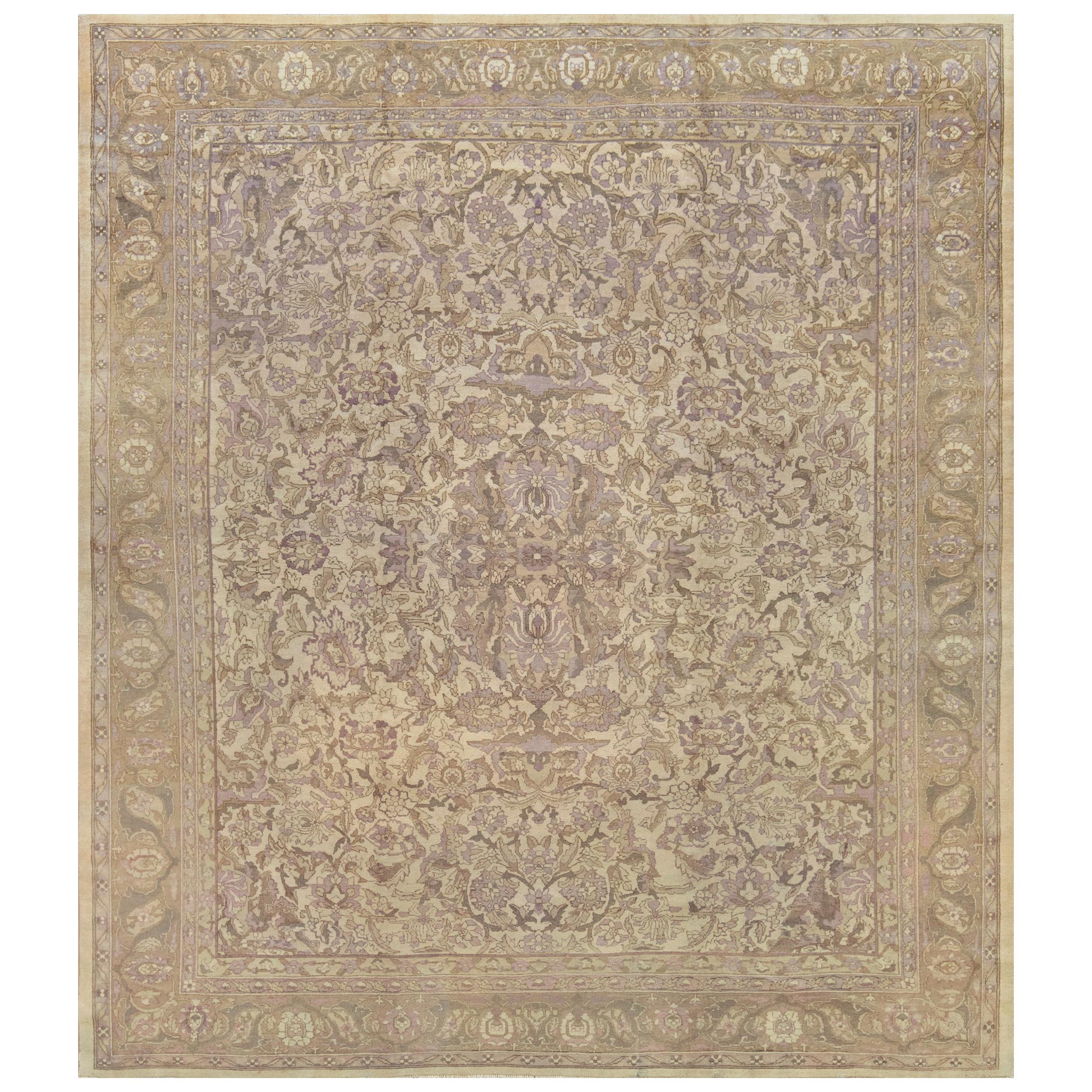 Antique Handwoven Wool Agra Rug