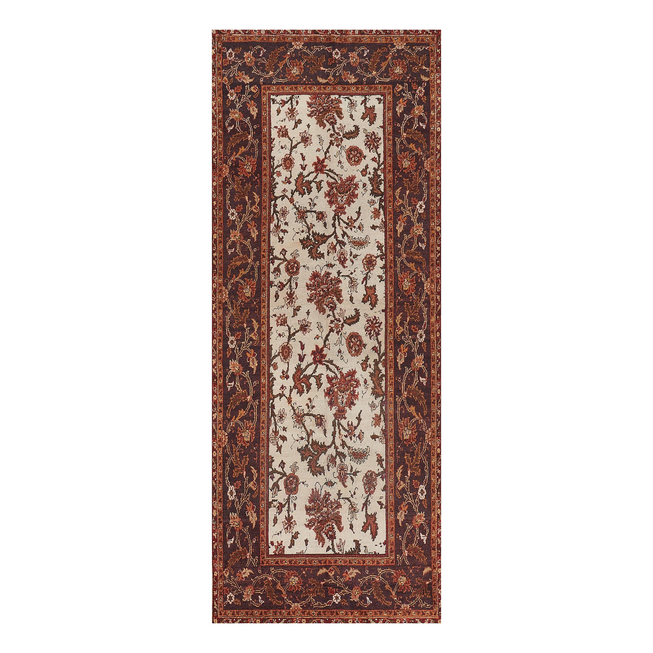 Um 1910 Antike handgewebte Wolle Agra Läufer im Angebot