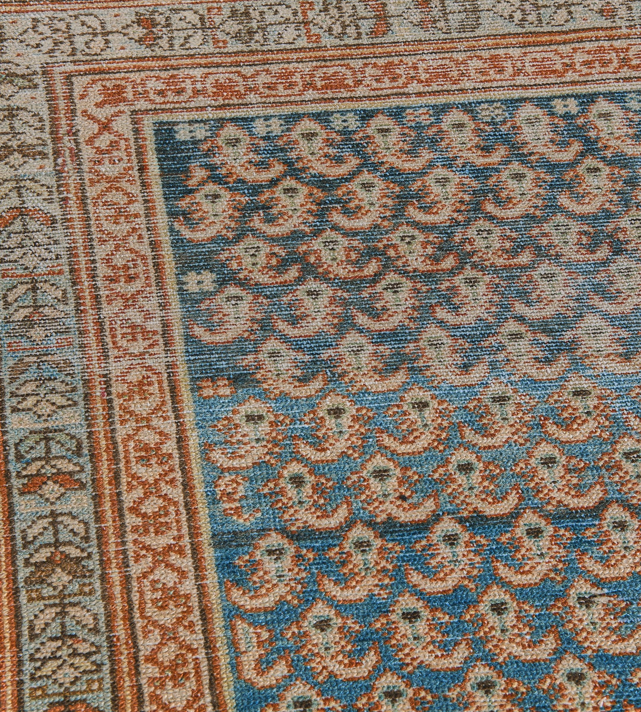 Antiker handgewebter blauer Boteh Persischer Malayer-Teppich aus Wolle im Zustand „Gut“ im Angebot in West Hollywood, CA