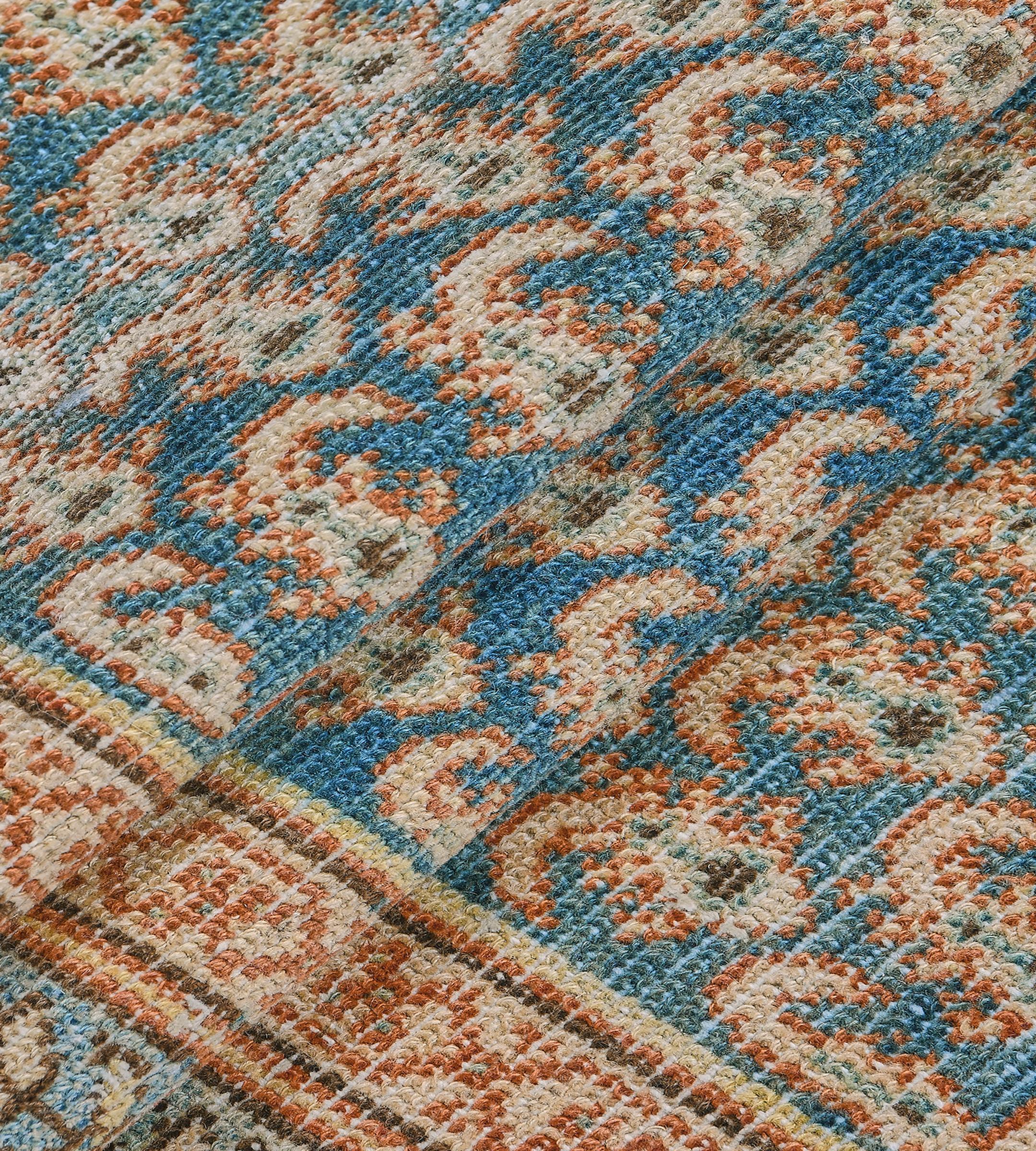 Antiker handgewebter blauer Boteh Persischer Malayer-Teppich aus Wolle im Angebot 2