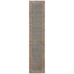Antique Handwoven Wool Blue Boteh Persian Malayer Rug