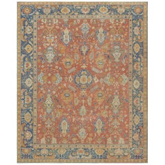 Antique Handwoven Wool Oushak Rug