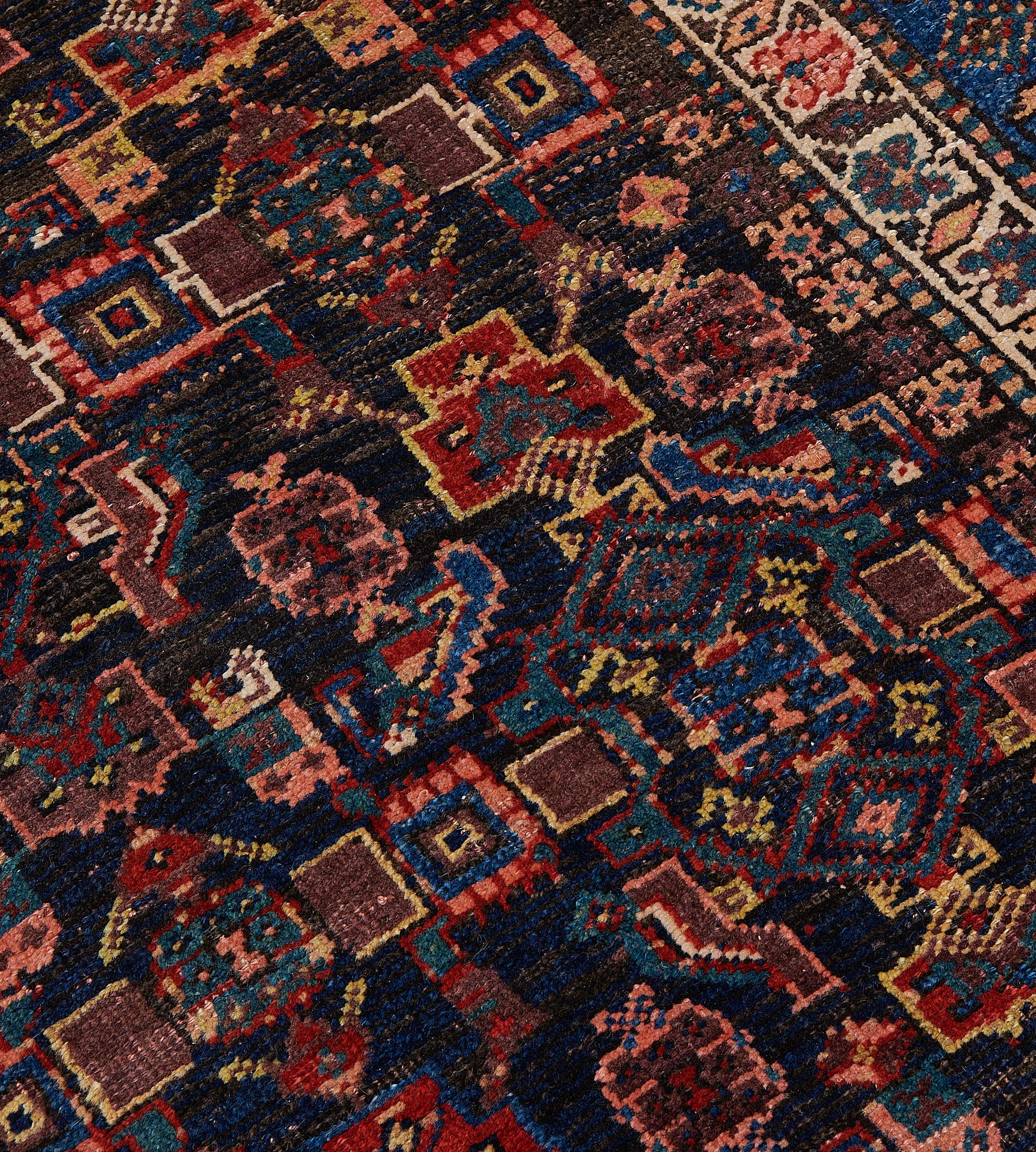 Antique Handwoven Wool Persian Bidjar Runner In Good Condition For Sale In West Hollywood, CA