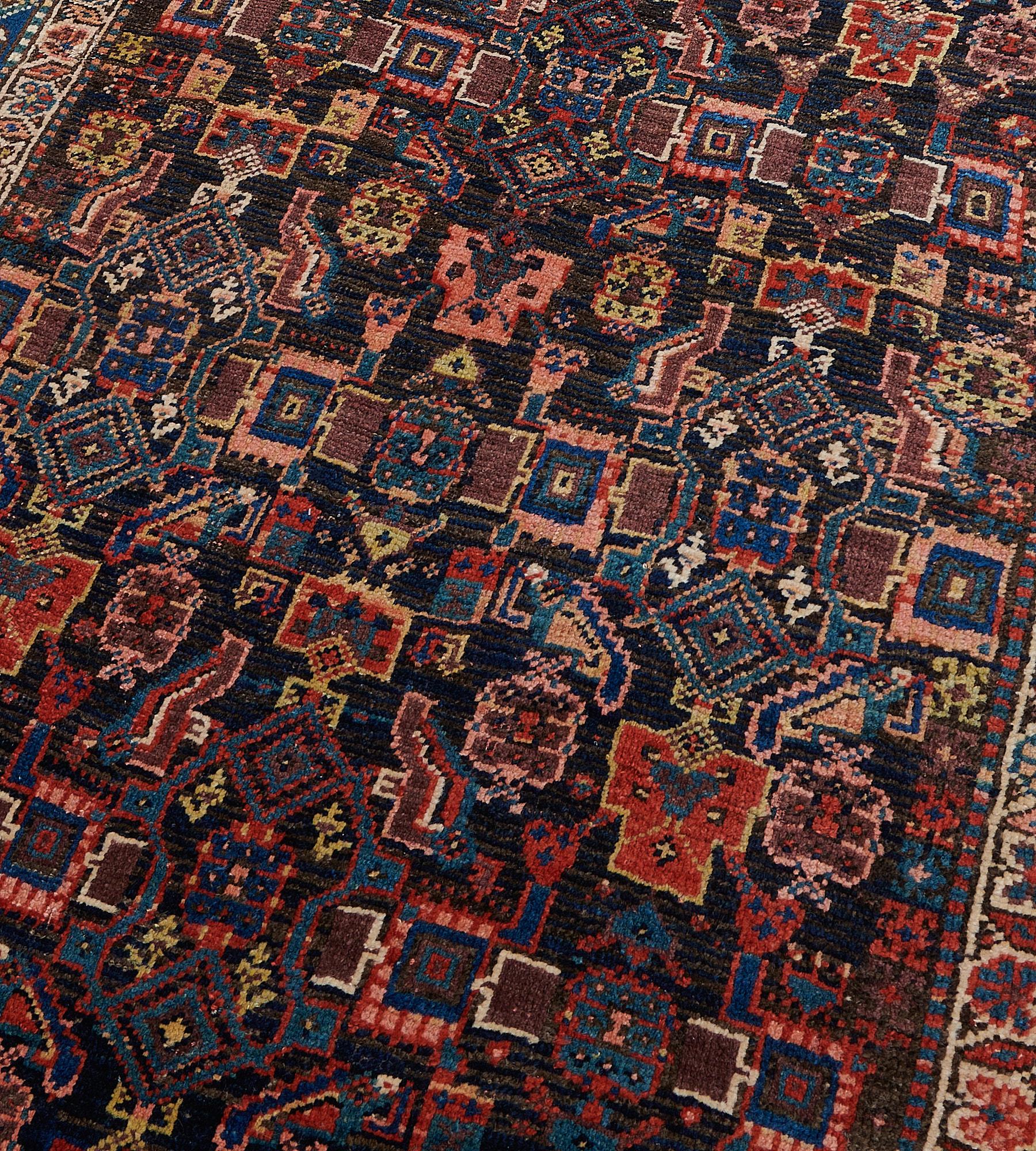 Antique Handwoven Wool Persian Bidjar Runner For Sale 1