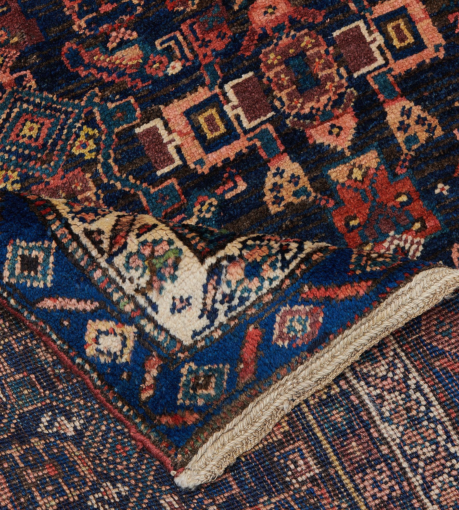 Antique Handwoven Wool Persian Bidjar Runner For Sale 2