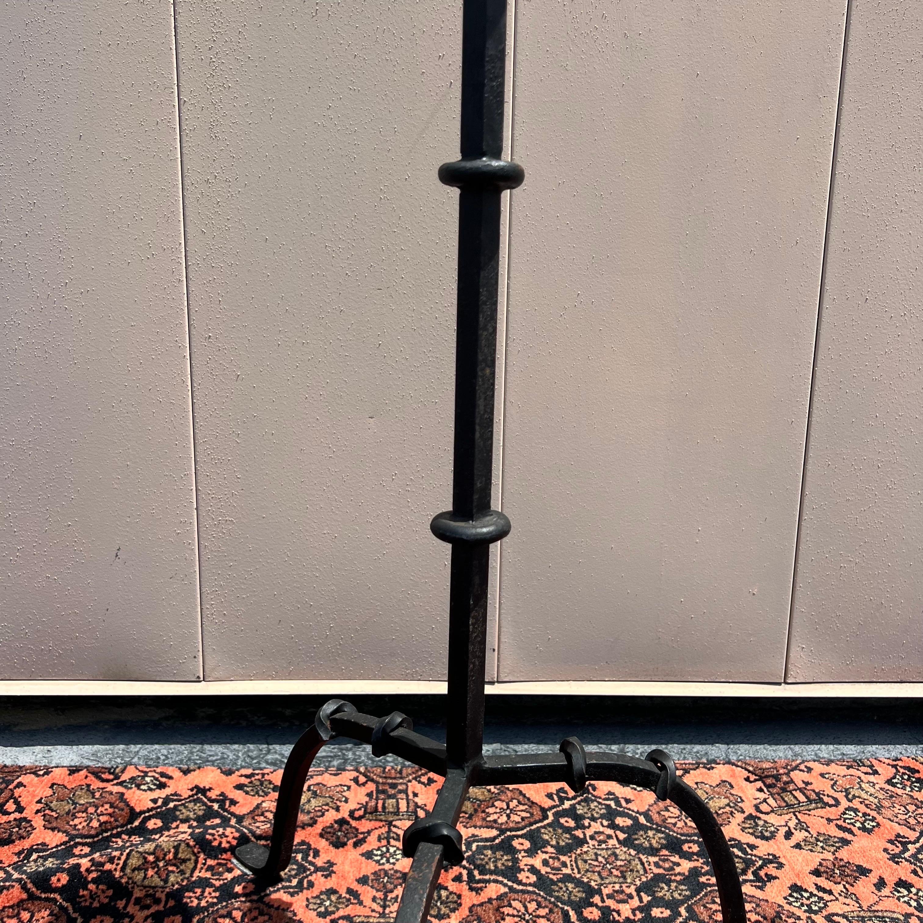 Antique Handwrought Iron Candle Stands - a Pair For Sale 1