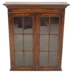 Antique Hanging Cabinet, Tiger Oak Bookcase, Scotland, 1920