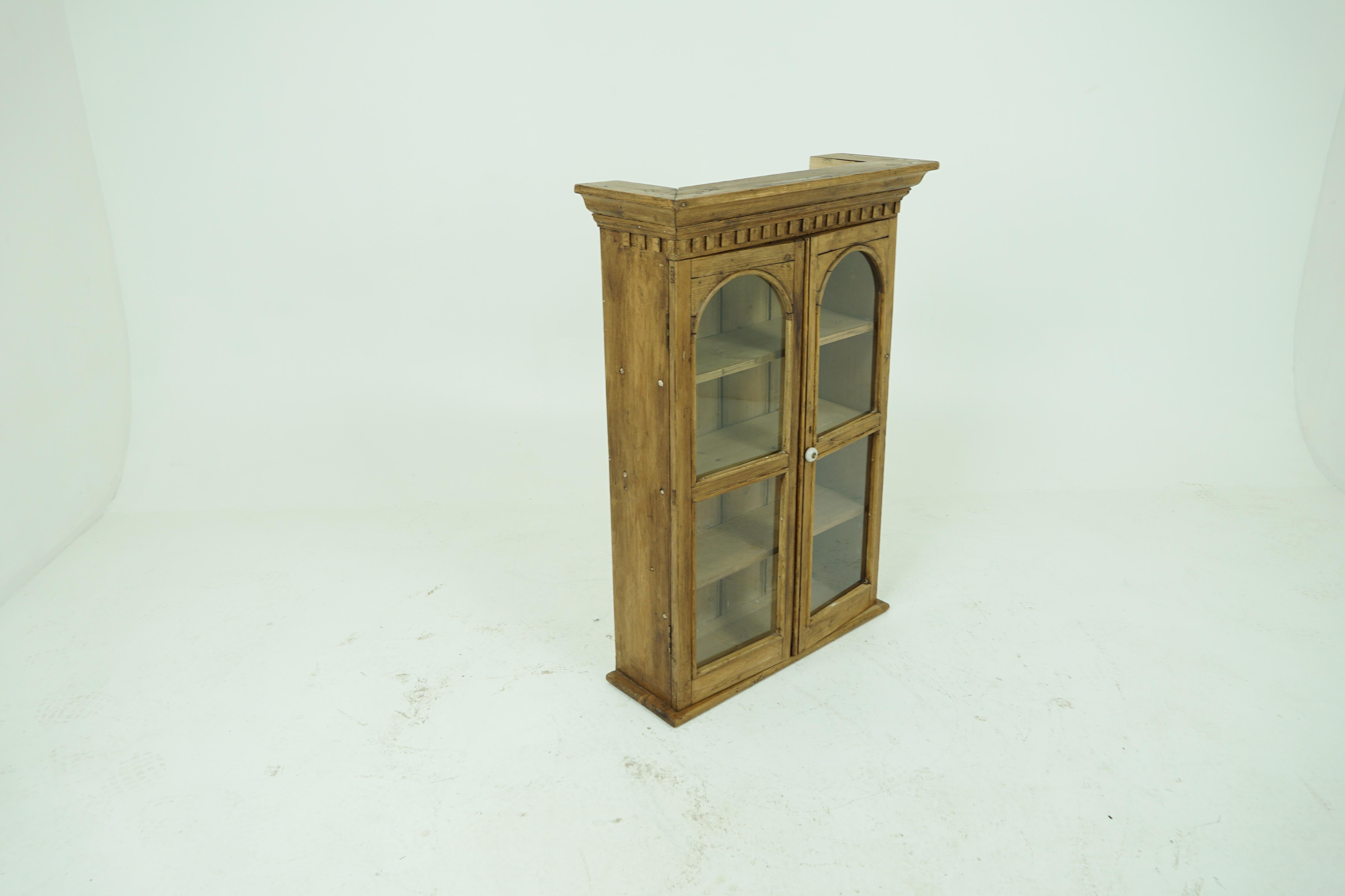Antique Hanging Cabinet, Victorian Pine Cabinet, Scotland, 1880 2
