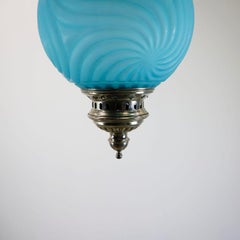 Antique Hanging Candle Lantern in Rare Blue Color