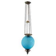 Antique Hanging Candle Lantern in Rare Blue Color