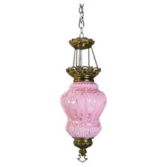 Antique Hanging Candle Lantern in Rare Pink Color