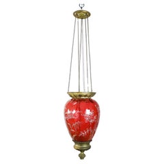 Antique Hanging Candle Lantern in Rare Red Color