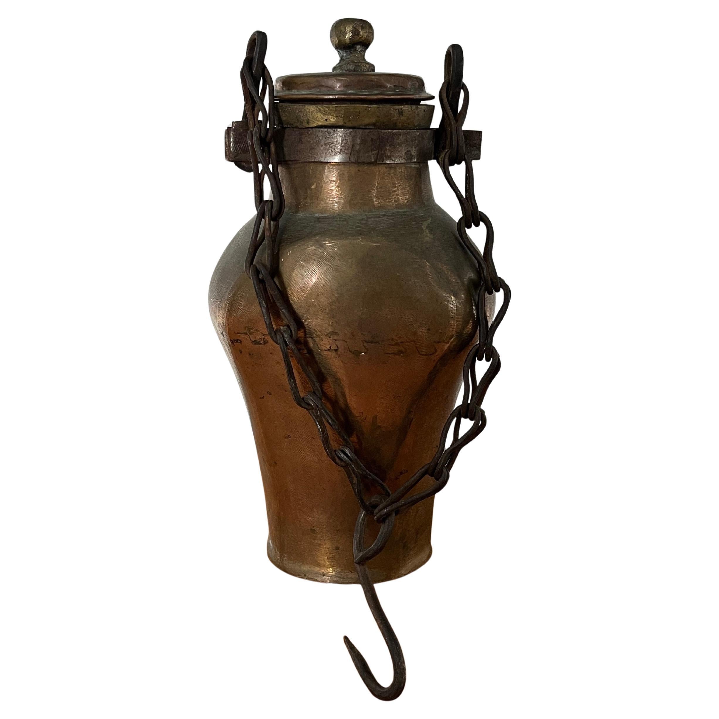 Antique Hanging Copper Water or Oil Vessel