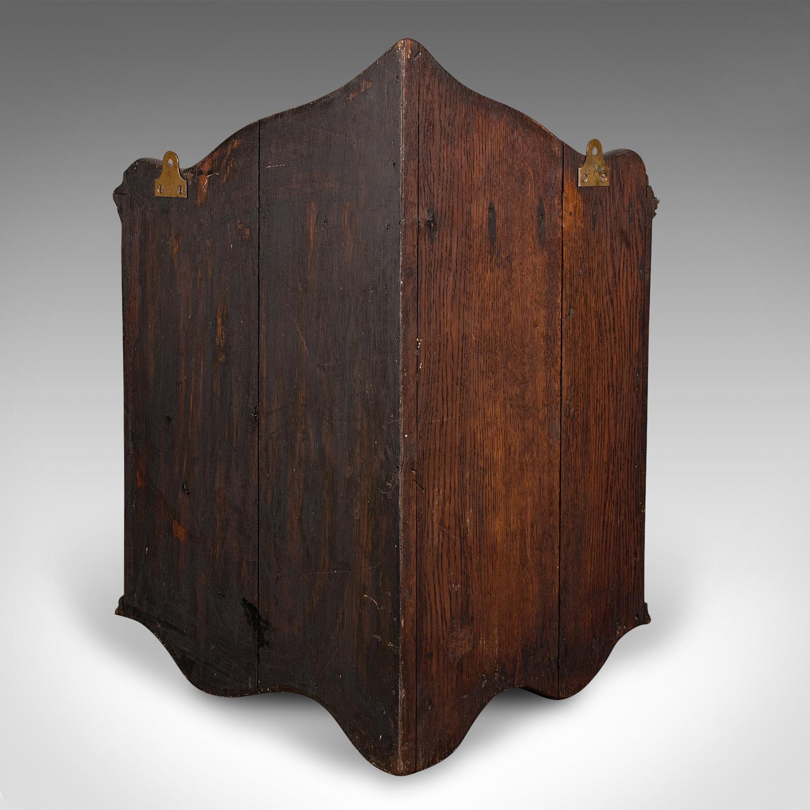Armario esquinero colgante antiguo, armario expositor de roble inglés, cocina, victoriano en venta 2