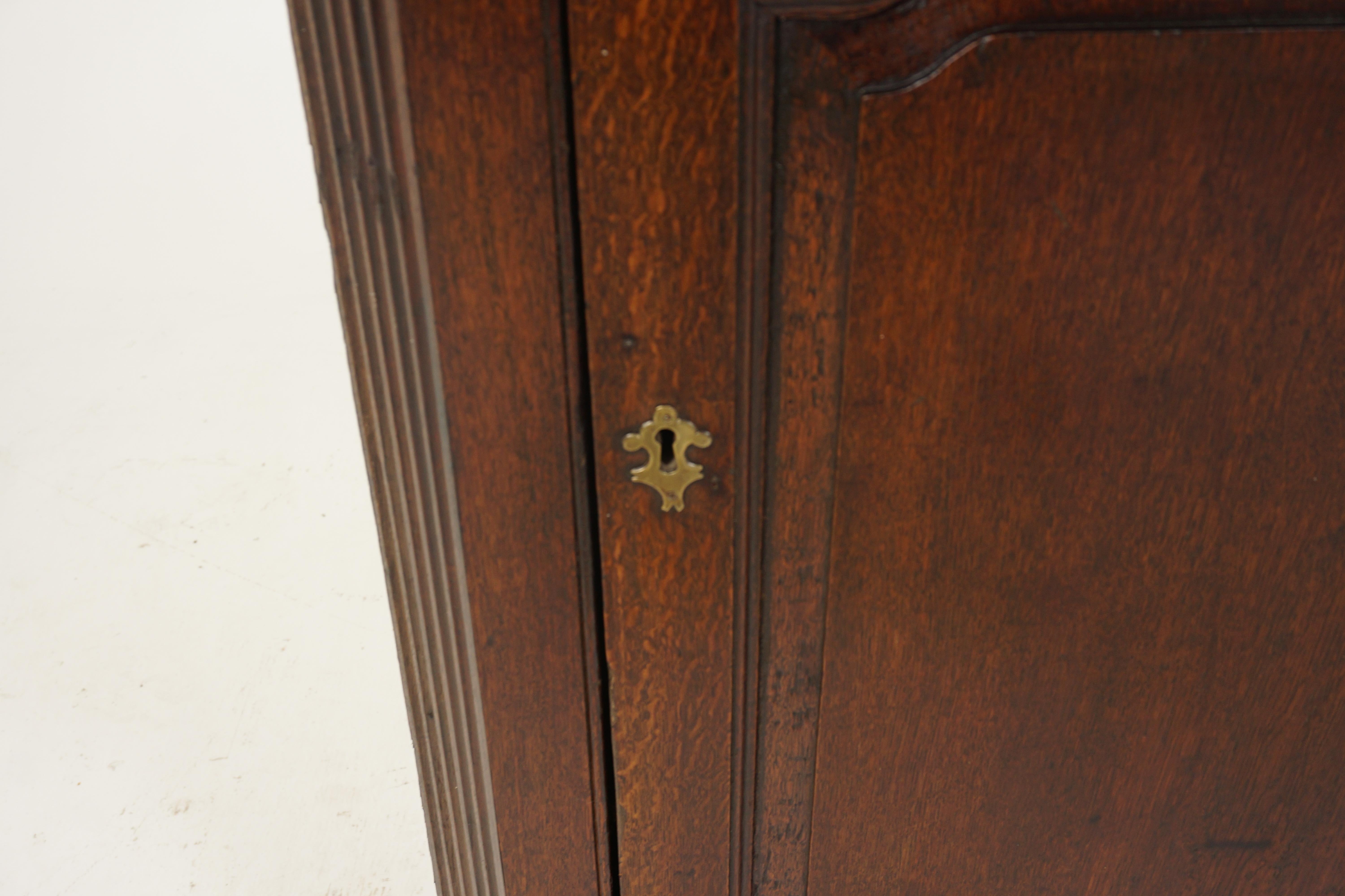 Milieu du XIXe siècle Antique armoire d'angle suspendue, géorgienne, incrustée, chêne, Écosse 1830, H263 en vente