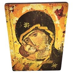 Antikes hängendes Bild der Jungfrau Wladimir - Religiöses Kunstwerk - 2Y274