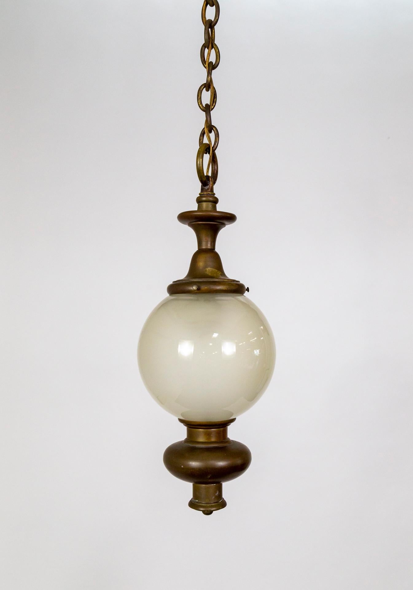 Antique Hanging Lantern w/ Frosted Globe Shade 5