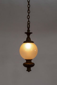 Antique Hanging Lantern w/ Frosted Globe Shade