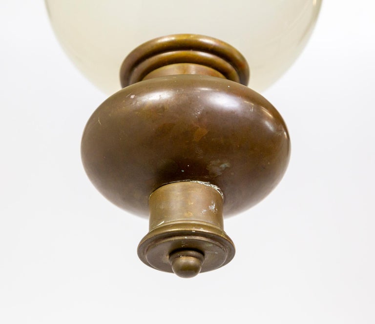 Antique Hanging Lantern w/ Frosted Globe Shade For Sale at 1stDibs