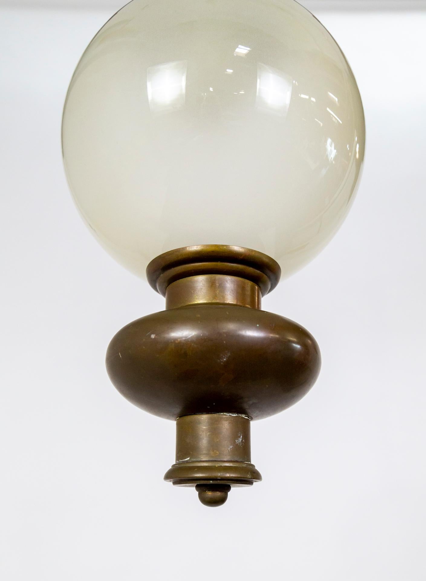 Antique Hanging Lantern w/ Frosted Globe Shade 4