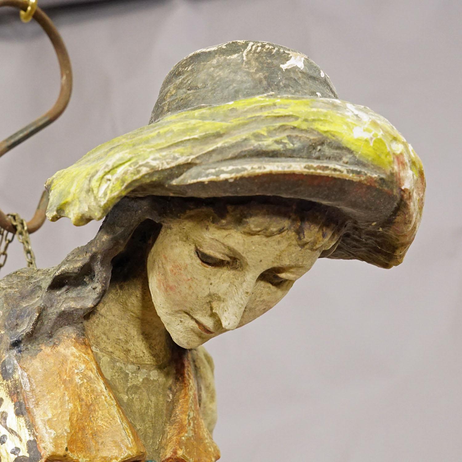 Antique Hanging Piece of a Medieval Lady, circa 1900s In Good Condition For Sale In Berghuelen, DE