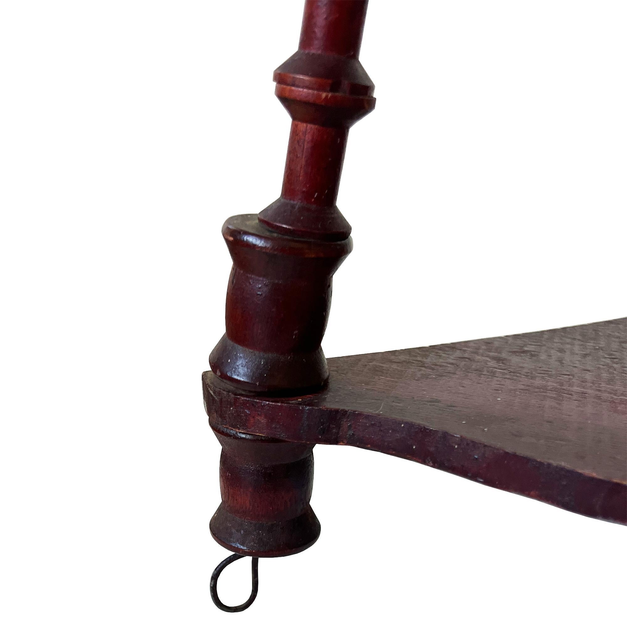 American Antique Hanging Spool-Turned Corner Shelf — Jonathan Parks Estate, Santa Fe 1880 For Sale