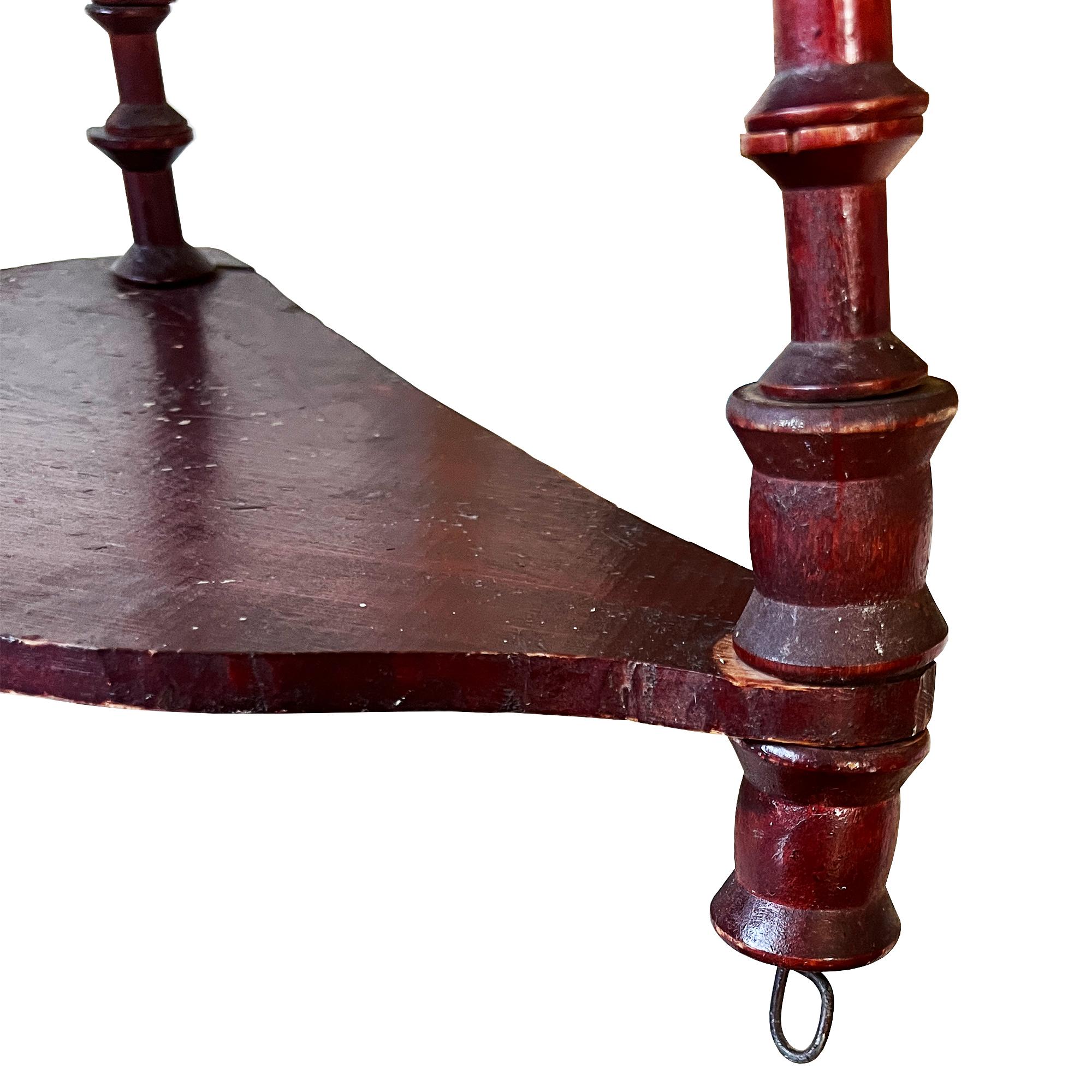 Antique Hanging Spool-Turned Corner Shelf — Jonathan Parks Estate, Santa Fe 1880 In Good Condition For Sale In Oklahoma City, OK