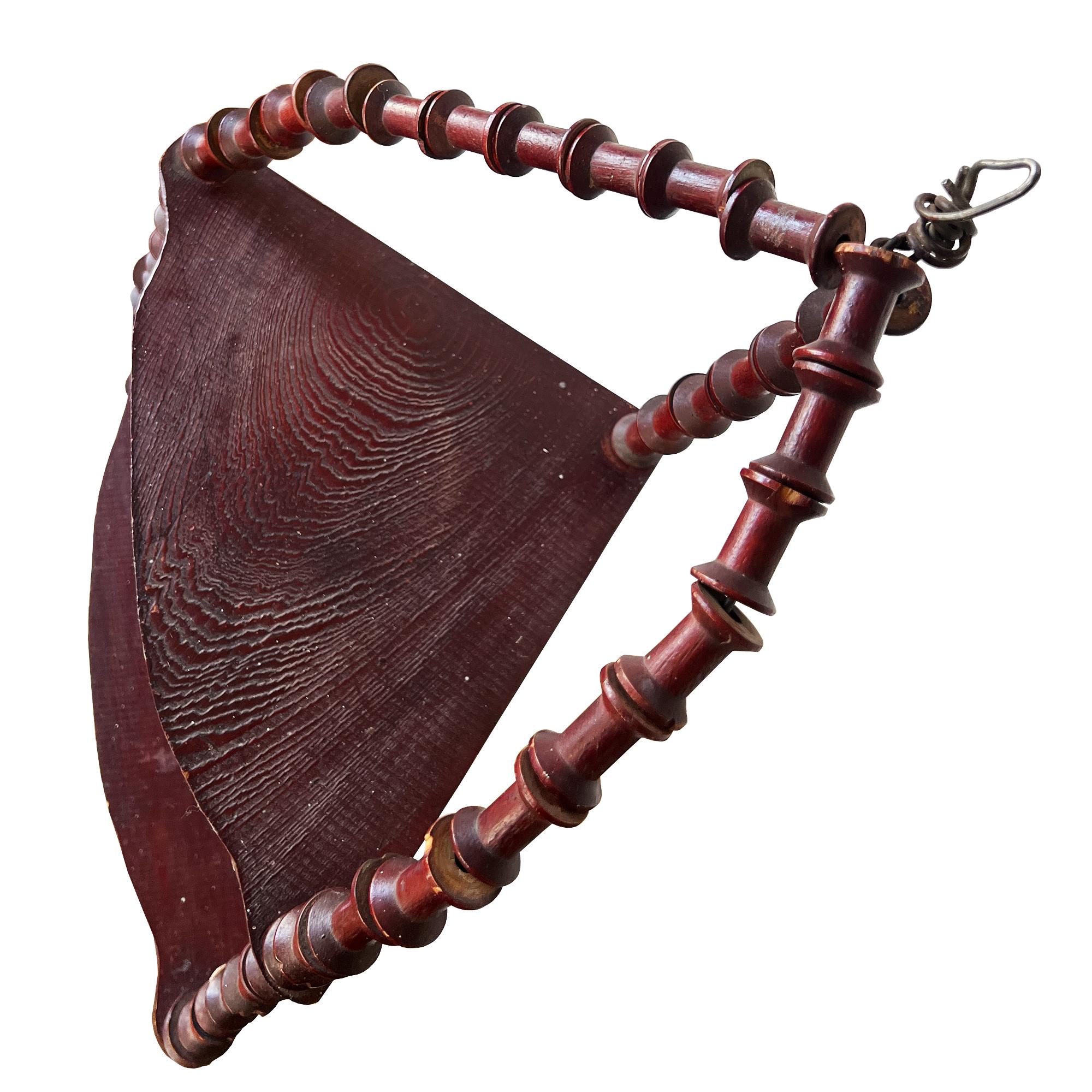 Late 19th Century Antique Hanging Spool-Turned Corner Shelf — Jonathan Parks Estate, Santa Fe 1880 For Sale