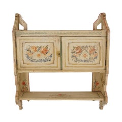 Antique Hanging Wall Cabinet, Hand Painted, Pine, Scotland 1880, B2213