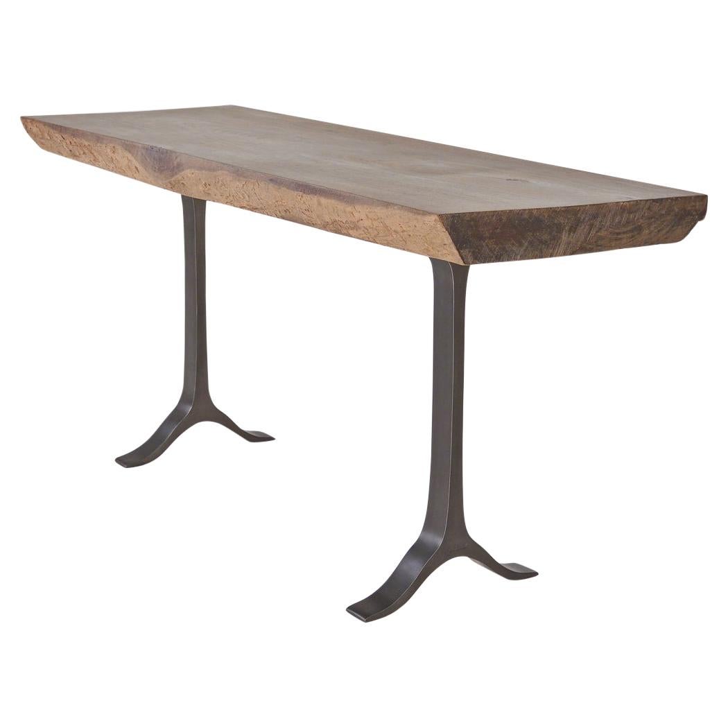 Antique Hard Wood Console, Sand-Cast Aluminum Base by P. Tendercool 'In-Stock' For Sale