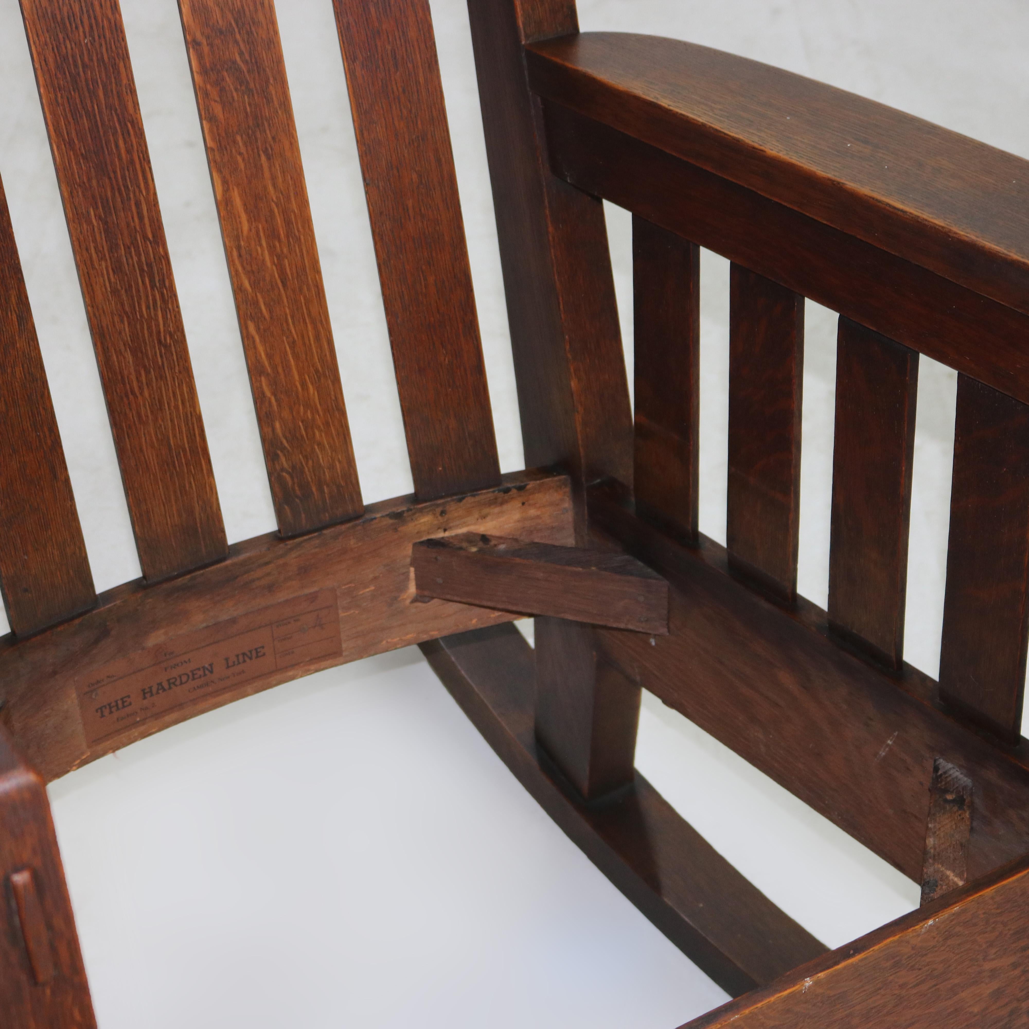 Antique Harden Line Arts & Crafts Mission Oak Rocking Chair c1910 10
